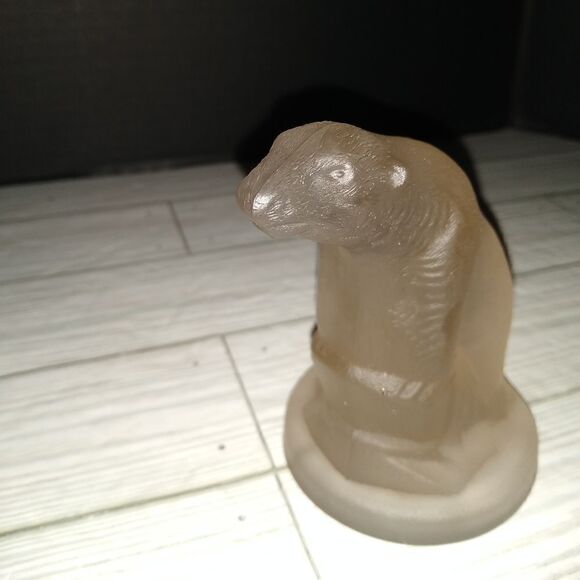Vintage Summit Vaseline Art Glass Frosted Satin Hand Press Polar Bear Figurine - Picture 11 of 12